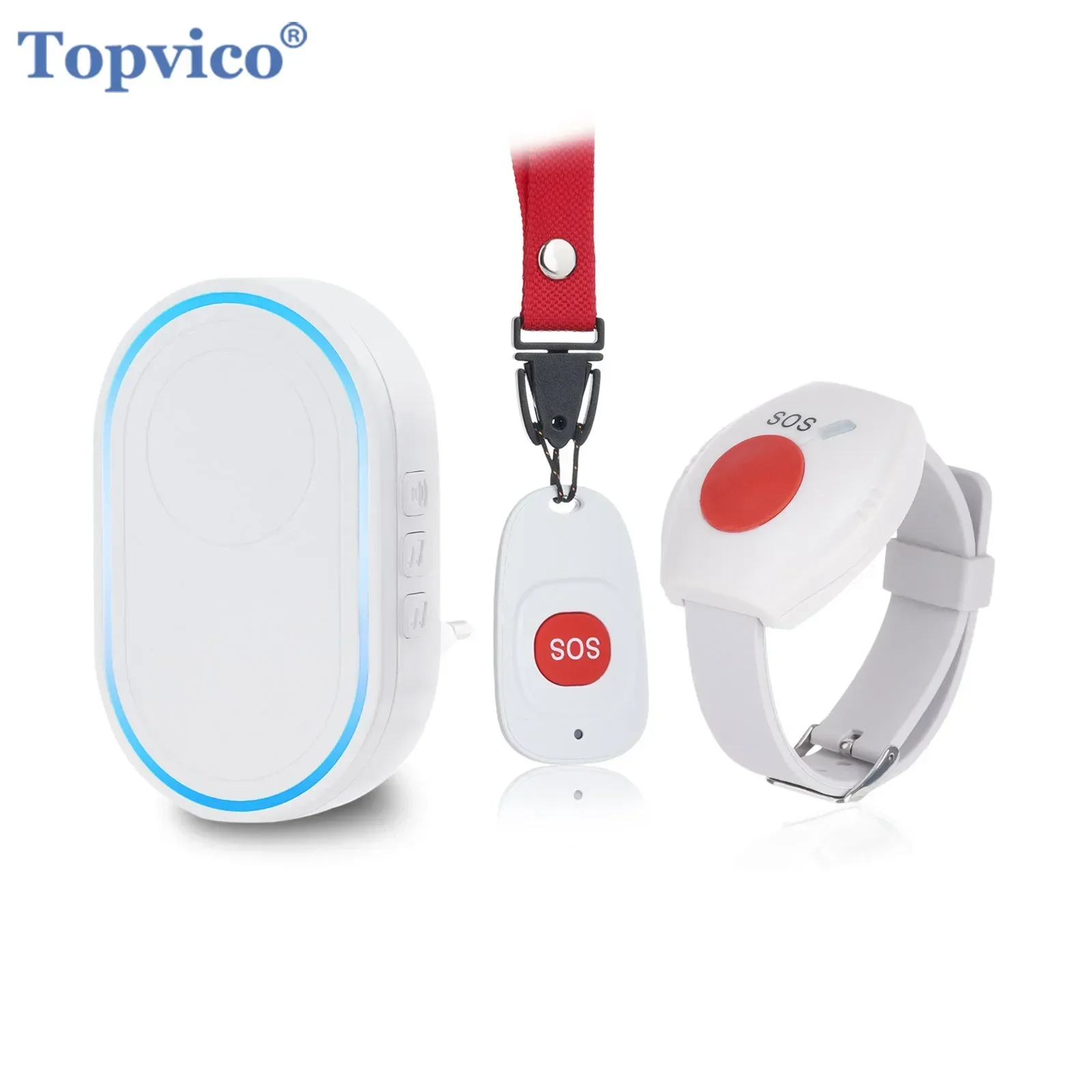 Home Security Upgrades - Topvico Draadloze zorgverlenerpager SOS-noodoproepknop voor oudere
