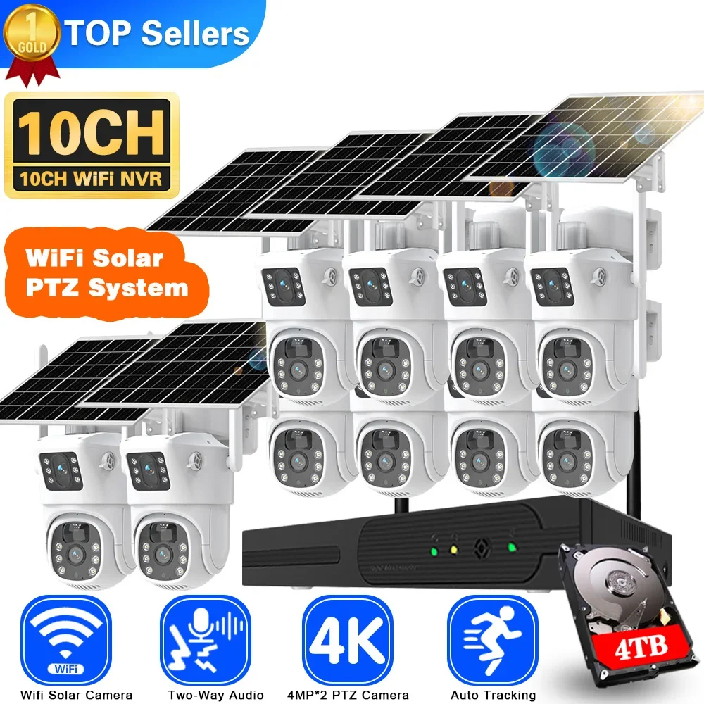 Home Security Wifi Camera - 4K 8mp Dual Lens Wifi Solar
