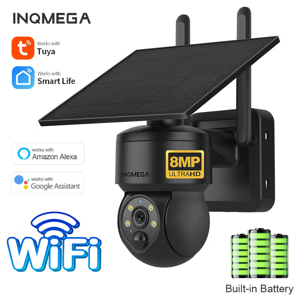 Home Security Wifi Camera - INQMEGA 8MP TUYA zonnecamera PIR bewegingsdetectie,