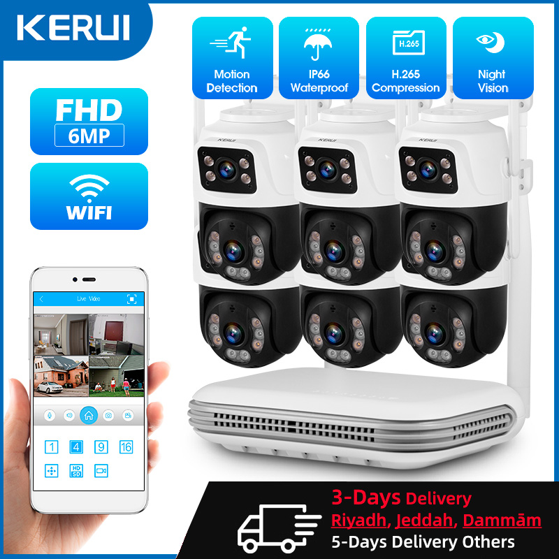 Home Security Wifi Camera - KERUI Waterdichte 6MP HD Draadloze Dual