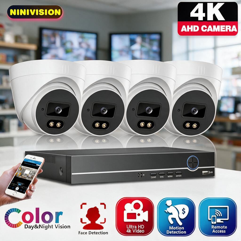 Home Security Kit - 4CH 4K AHD Dome Camera Beveiligingssysteem