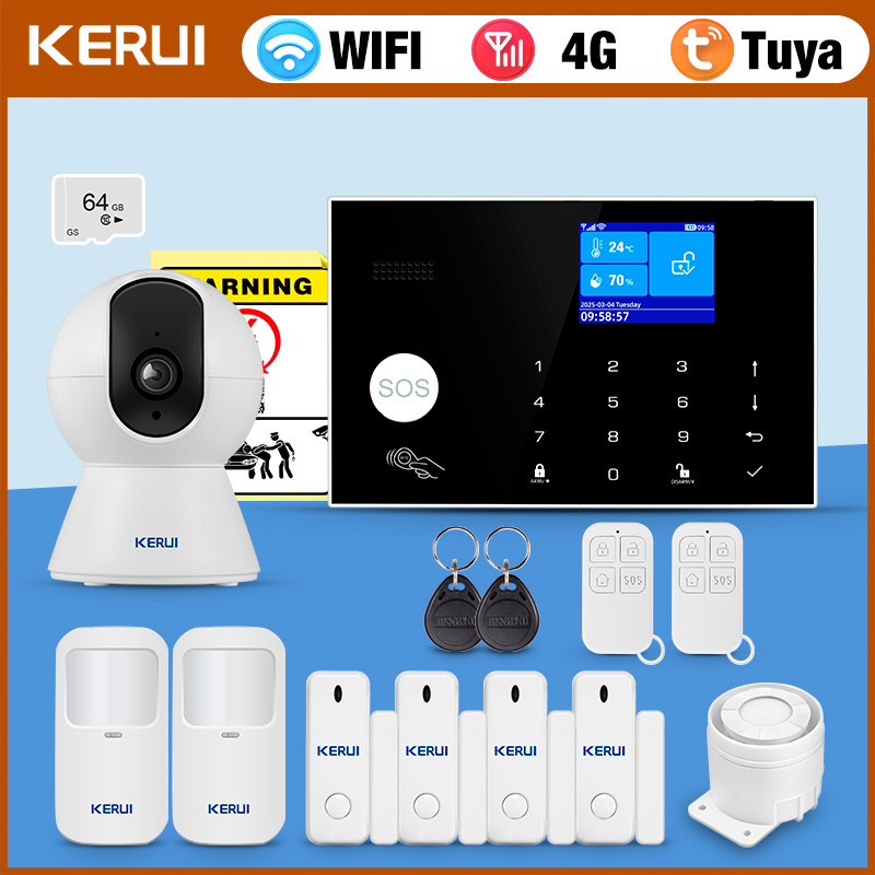 Home Zone Security App - KERUI 4G Alarmsysteem met Bekabelde Zones