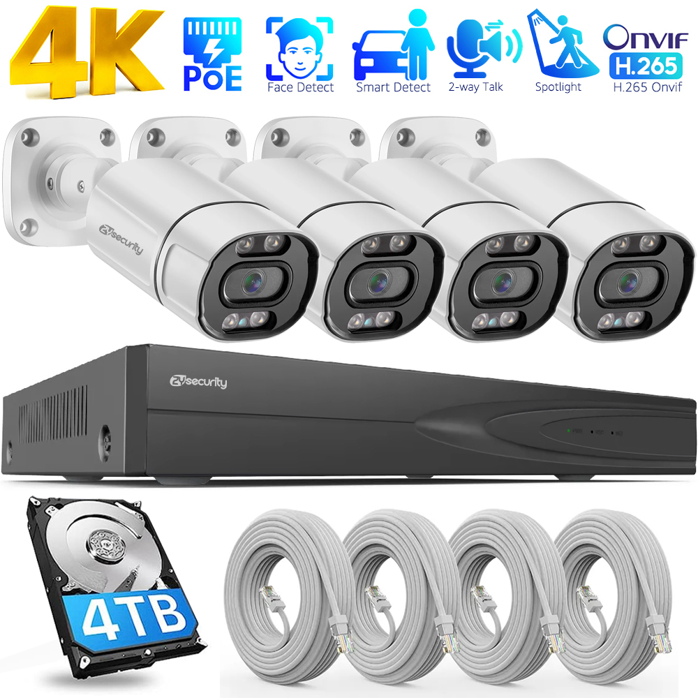 Home Security Kit - 4K PoE beveiliging camerasysteem 4CH PoE