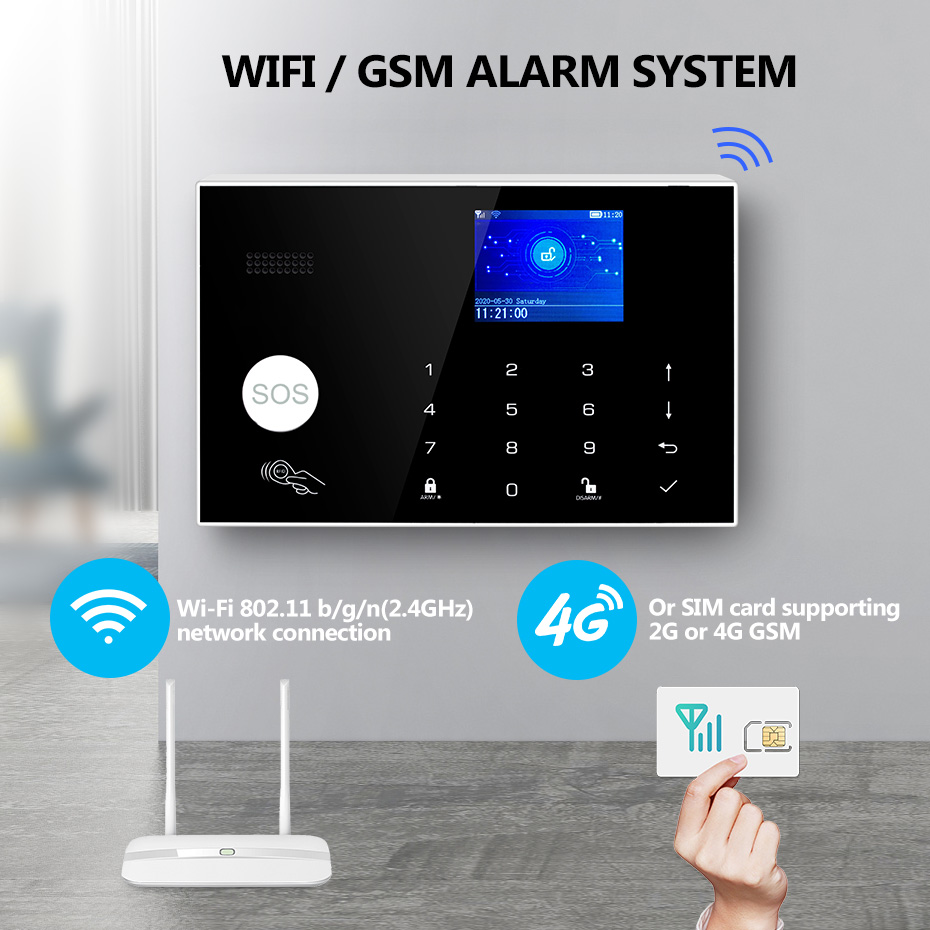 KERUI 433 mhz 4G/WIFI Alarmsys - Home Zone Security App recensie en prijs